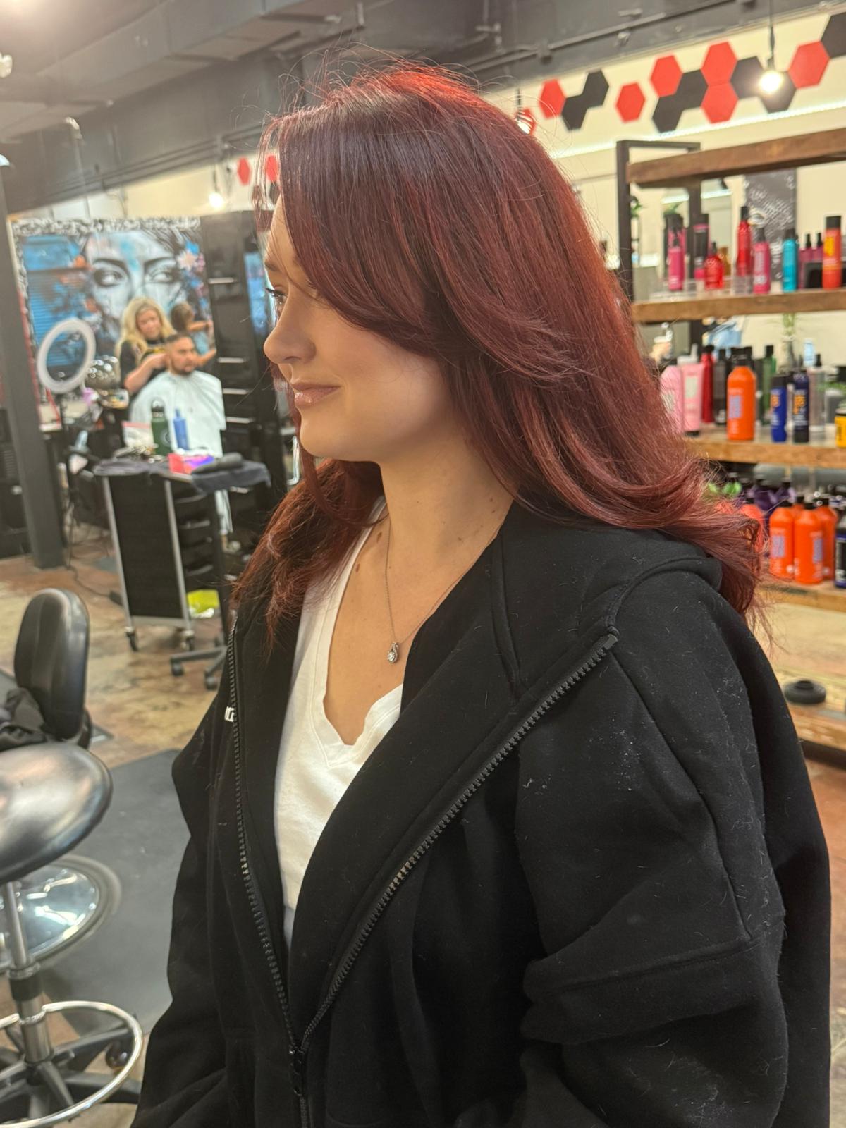 Reddish-Brown Layered Hair by Debra Muse